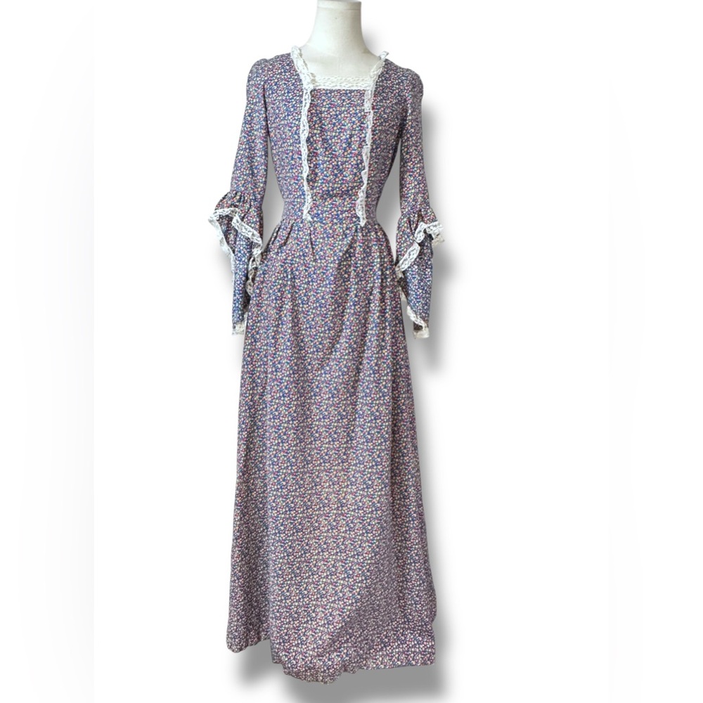 Vintage 60-70’s Floral Long Sleeve prairie Dress handmade women’s size small - Picture 2 of 16
